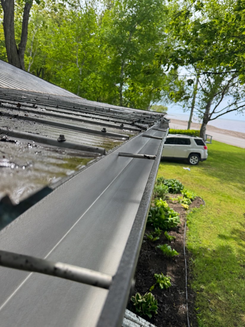 Clean, clear gutter along a roofline